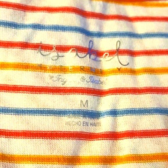 Isabel Maternity by Ingrid & Isabel V-Neck Multi-Striped Side Shirred T-Shirt M - Picture 4 of 7